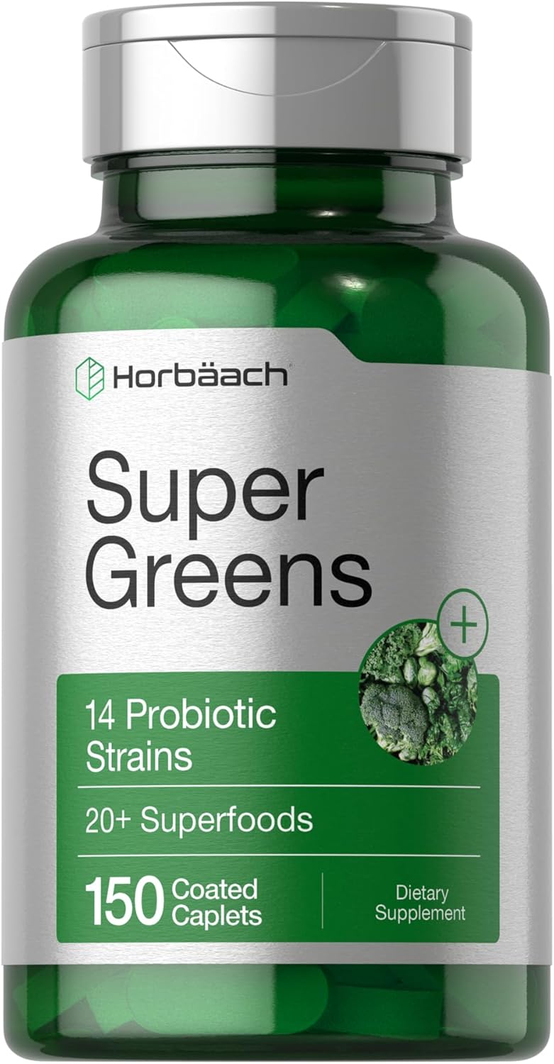 Horbäach Super Greens Supplement with Probiotics...