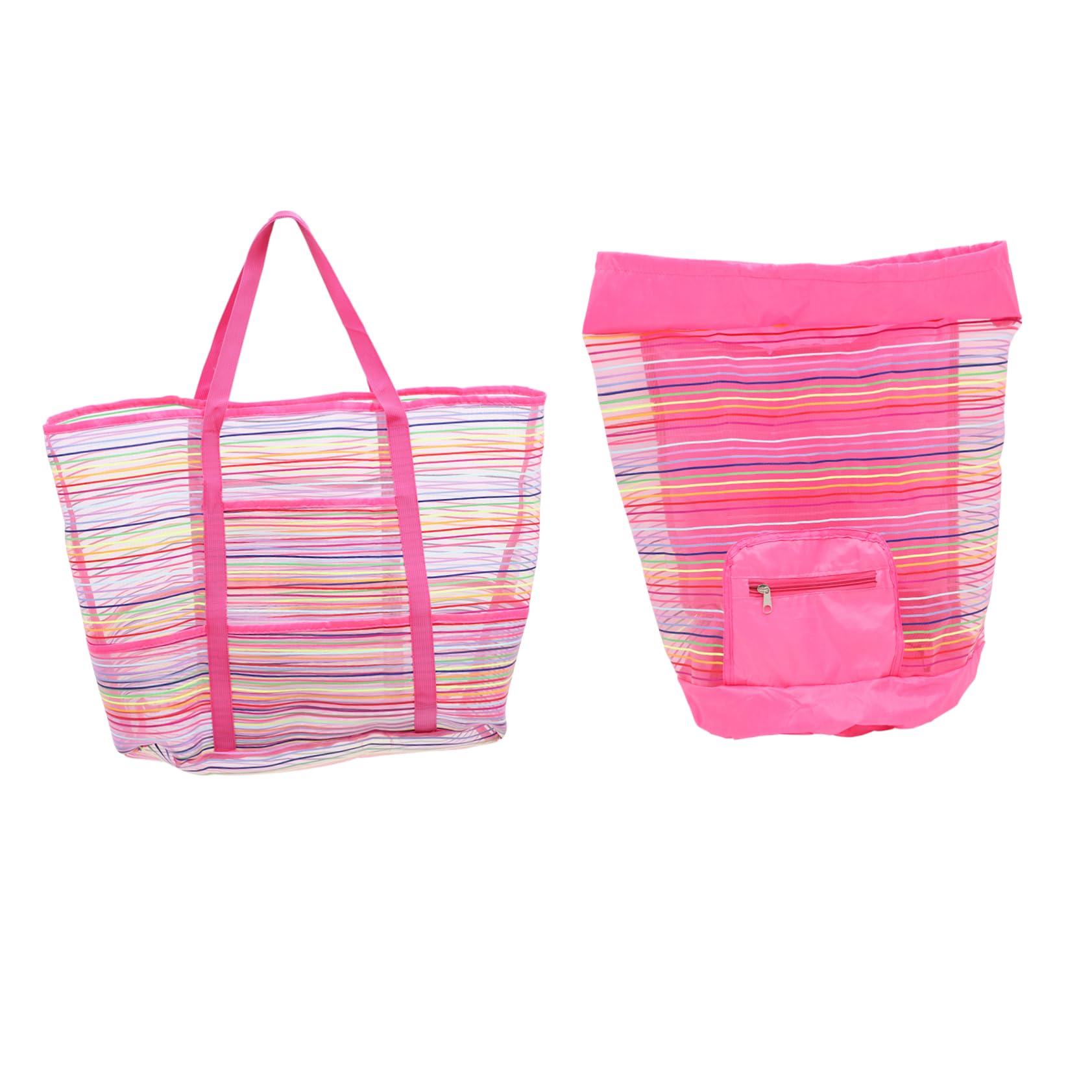 Gogogmee Beach Toys Bags Set 2pcs Mesh Storage Pouches Oxford Fabric Beach Bag Zipper