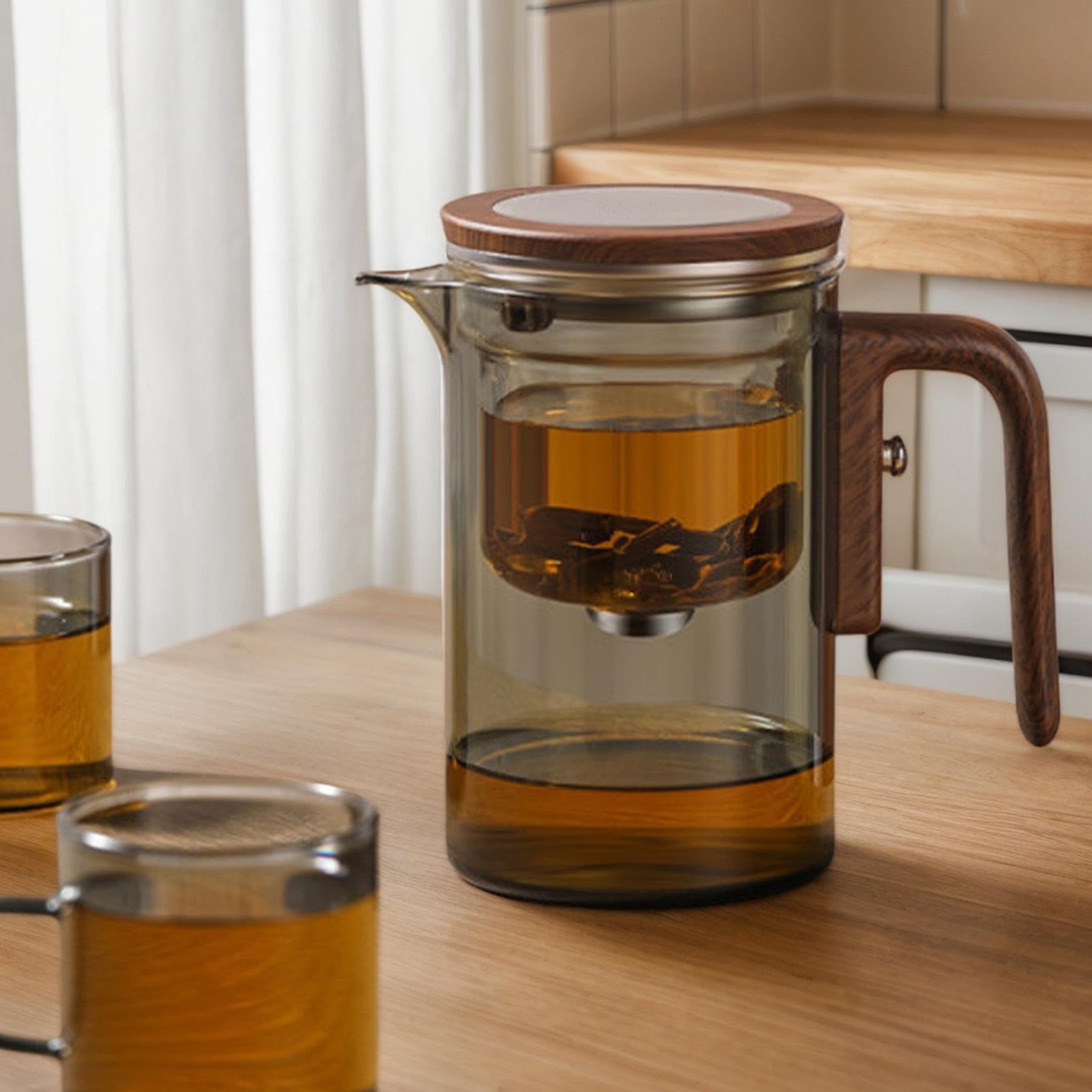 Teiera in – Teiera grigio fumo per la separazione di tè/acqua, teiera con