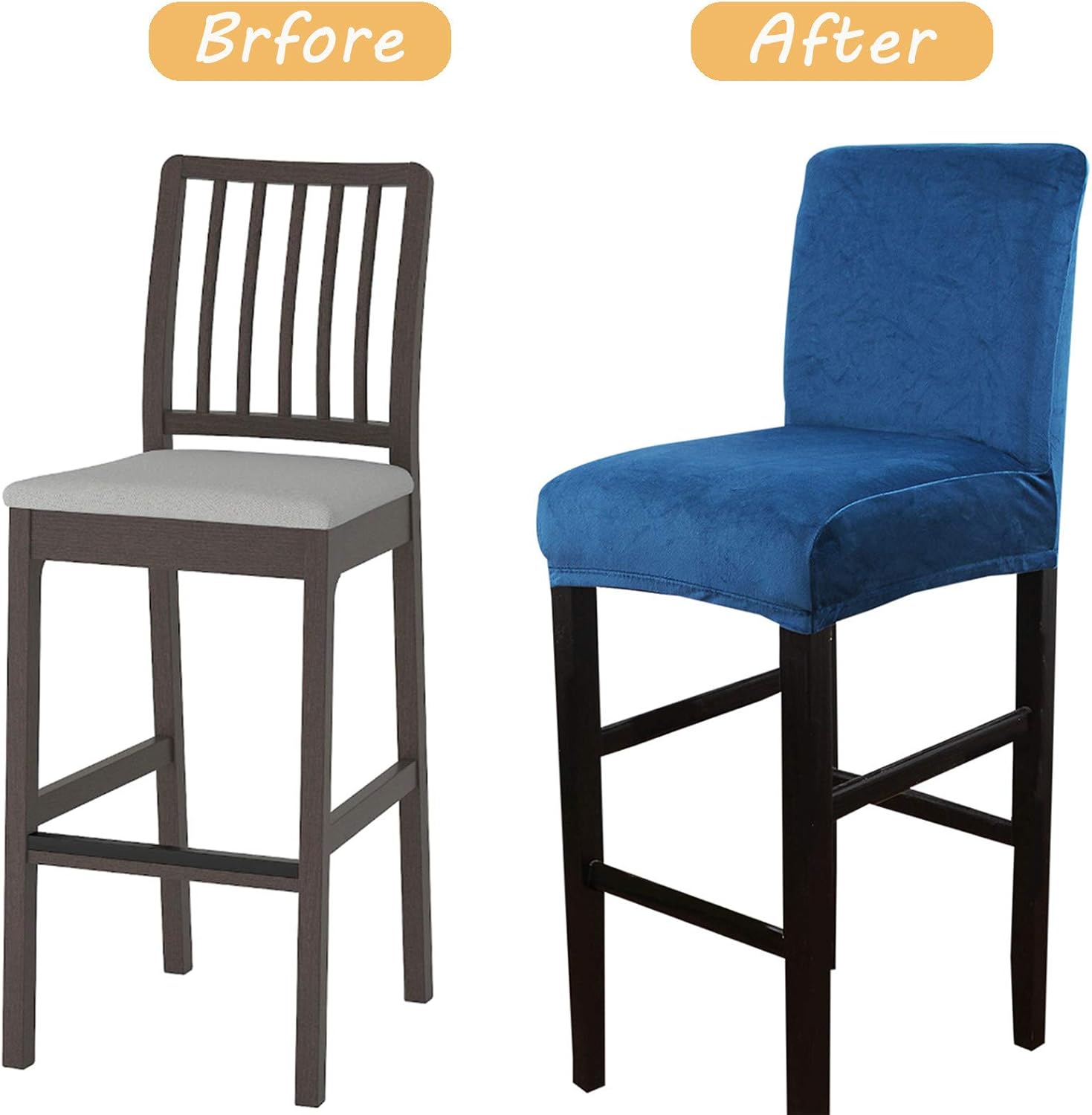 Dimatic 2 Pack Dining Chair Covers, Bar Stool Chair Covers, Soft Stretch Counter Stool Chair Slipcovers, Royal Blue
