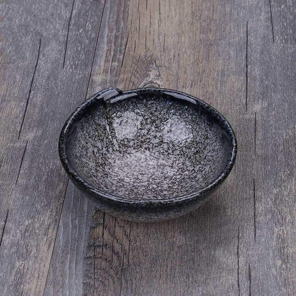 WOLFLAND Vintage Design Handmade Pottery Shaving Bowl Thicken Ceramic Soap Dish Gray 4.3"