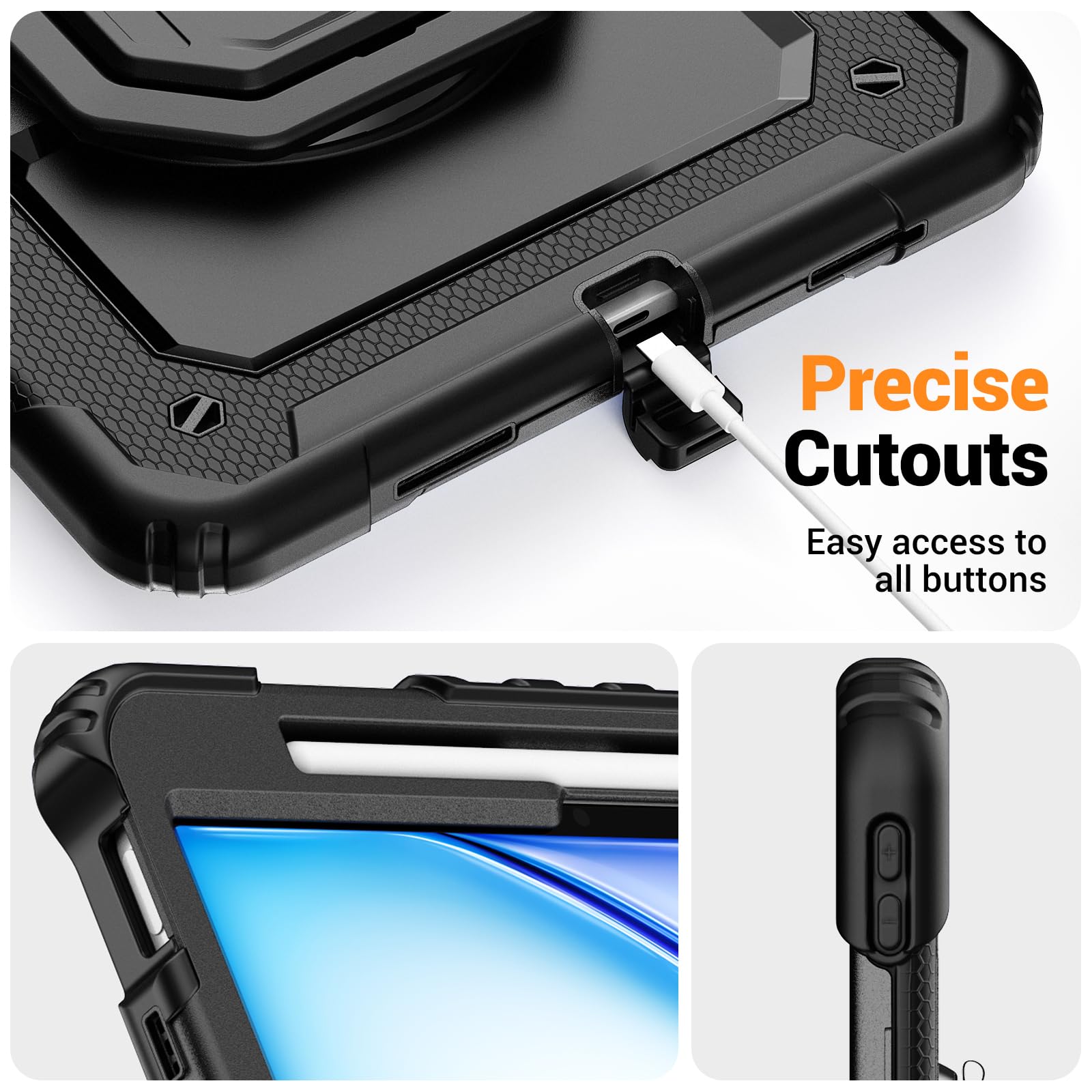 Custodia per iPad Air 11 pollici 2024 M2: ZSLVPN Custodia protettiva antiurto resistente per iPad Air 11 di 6a generazione con pellicola protettiva - Portamatite - Maniglia girevole/supporto -