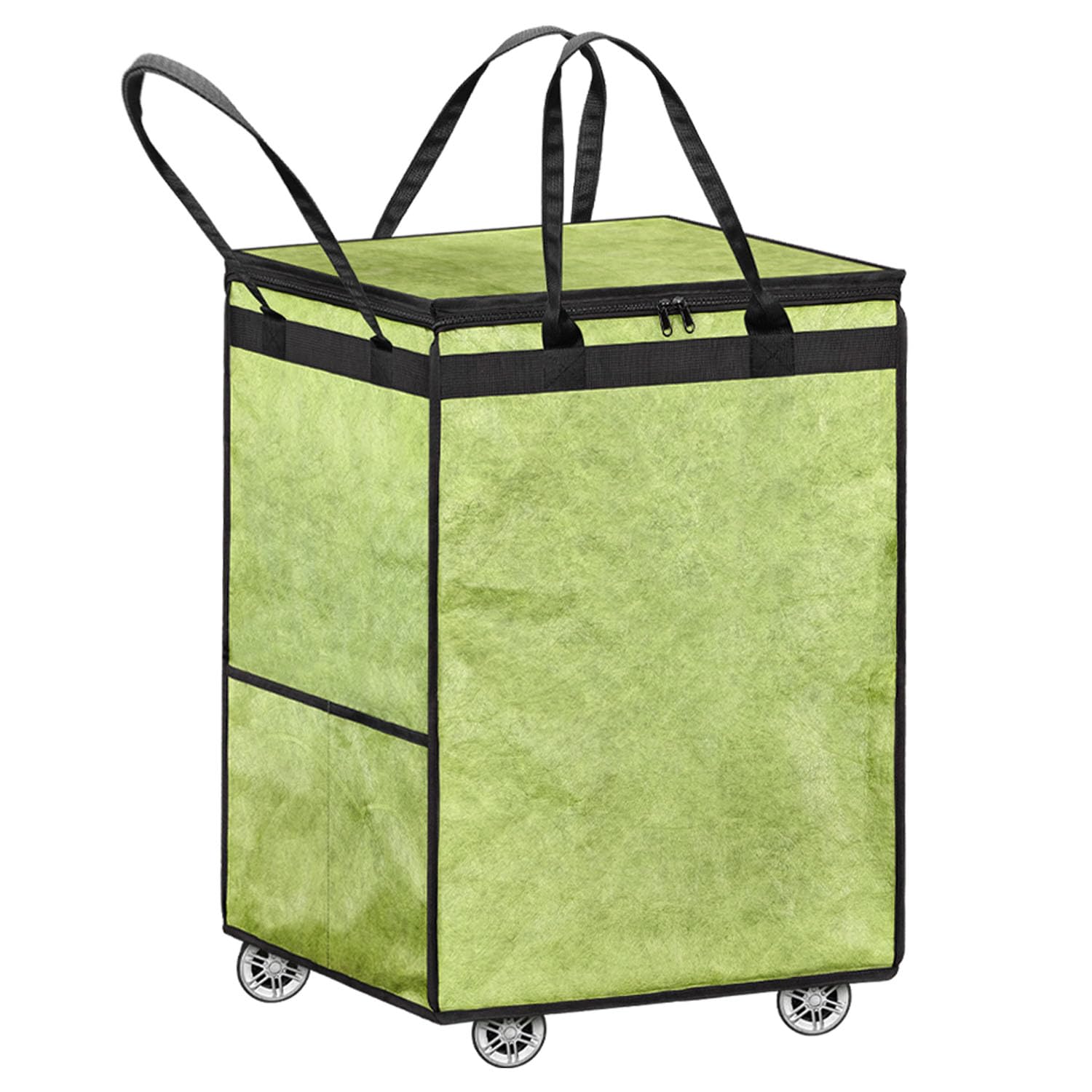 Rolling Tote Shopping Bags, Reusable Grocery Bag Collapsible Cart (Green)