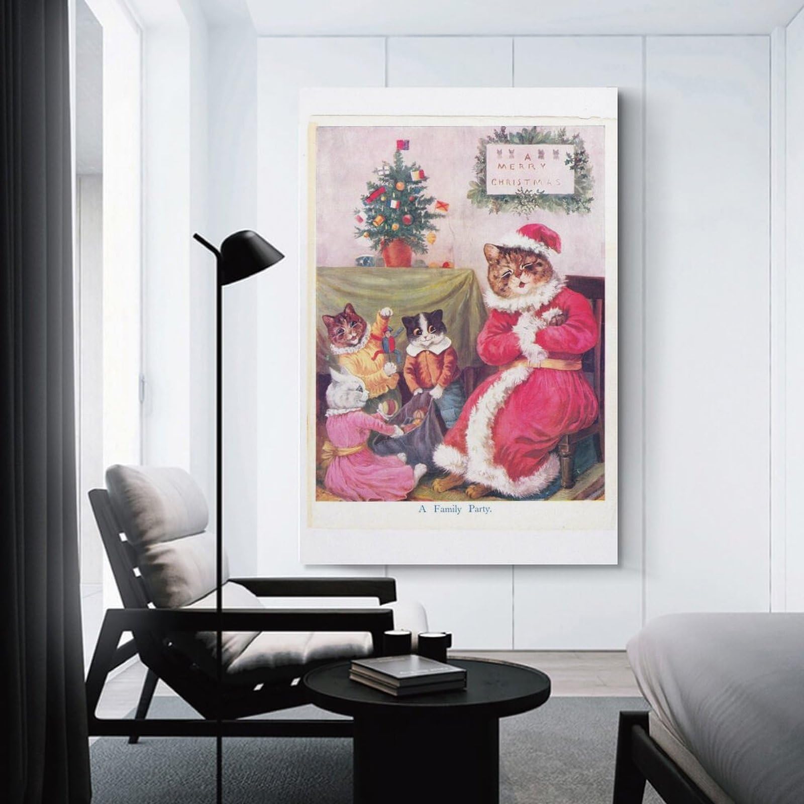 Amazon.co.jp: 猫のクリスマスパーティーの版画 ルイ・ウェイン作
