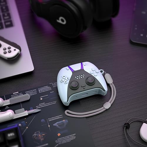 Miniatura 5 de MOFREE Funda para AirPods Pro de 2 generación con kit de limpieza, diseño de controlador de juego 3D, funda protectora de silicona suave que absorbe