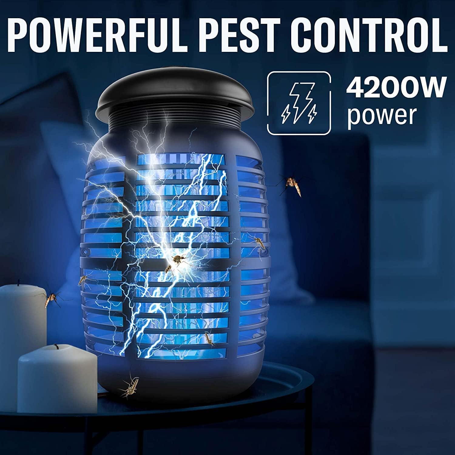 [2 in 1] Bug Zapper & Attractant - Effective 4200V Electric Mosquito Zappers Killer - Insect Fly Trap, Waterproof for Indoor & Outdoor - Electronic Light Bulb Lamp for Backyard, Patio, Home, Plug in : Patio, Lawn & Garden