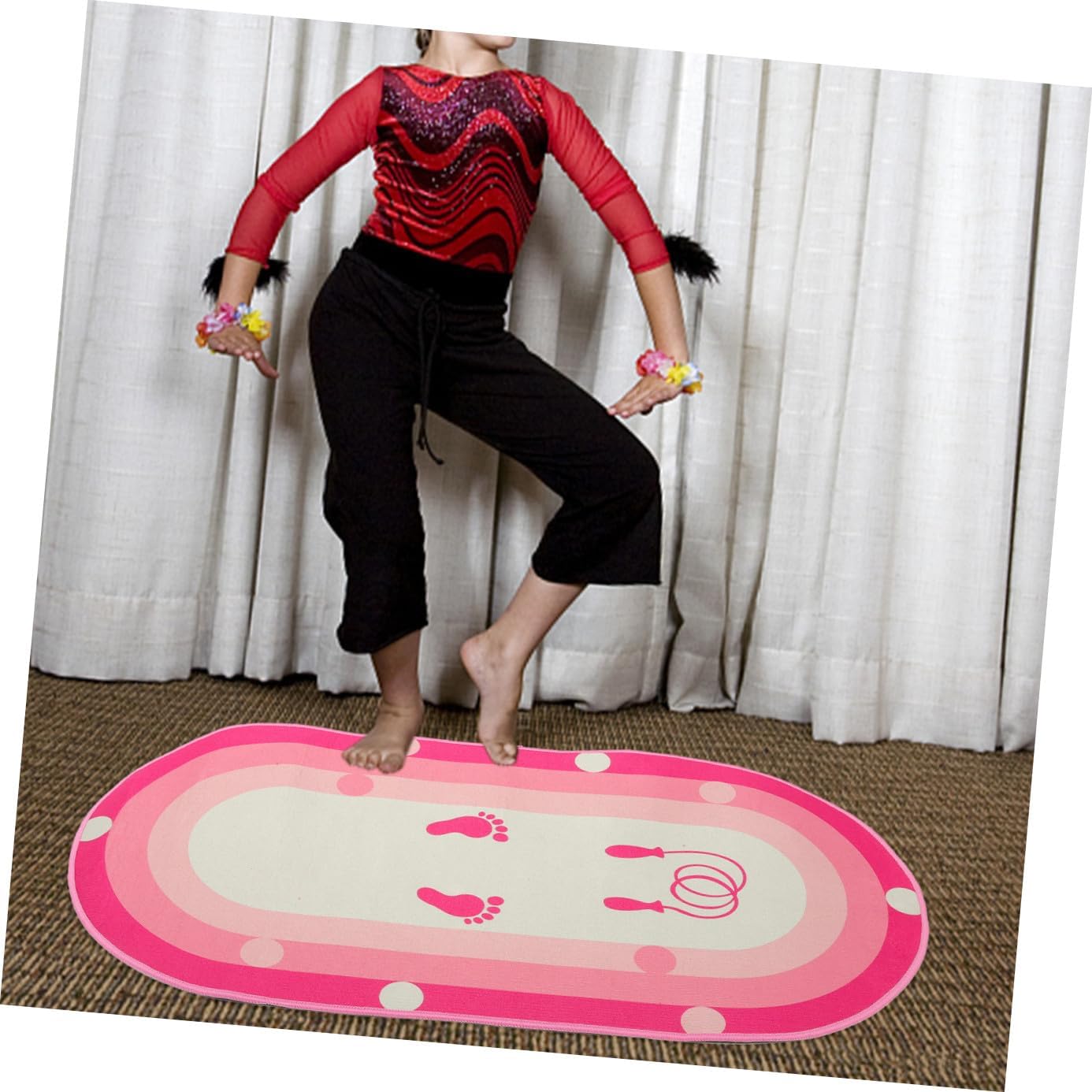 KICHOUSE Silicone-bottom Skipping Pad for Exercise, Thick Noise-reducing Sports Mat 50x80cm Oval, Portable Workout Mat for Indoor Training and Fitness Jump Rope