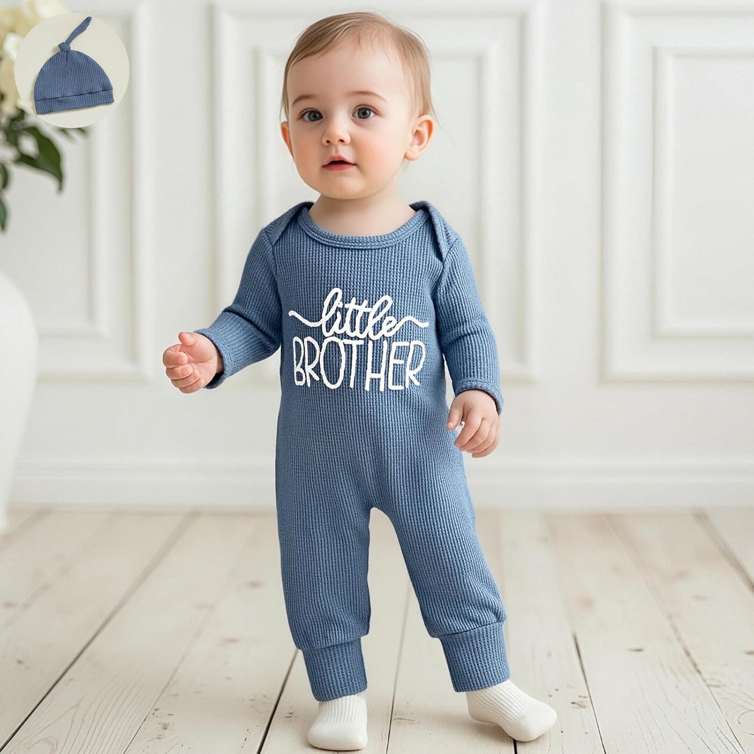 allshope Newborn Baby Boy Fall Outfit Romper Mama Mini Embroidery Long Sleeve Crew Neck Jumpsuit Bodysuit Infant Clothes - Image 4