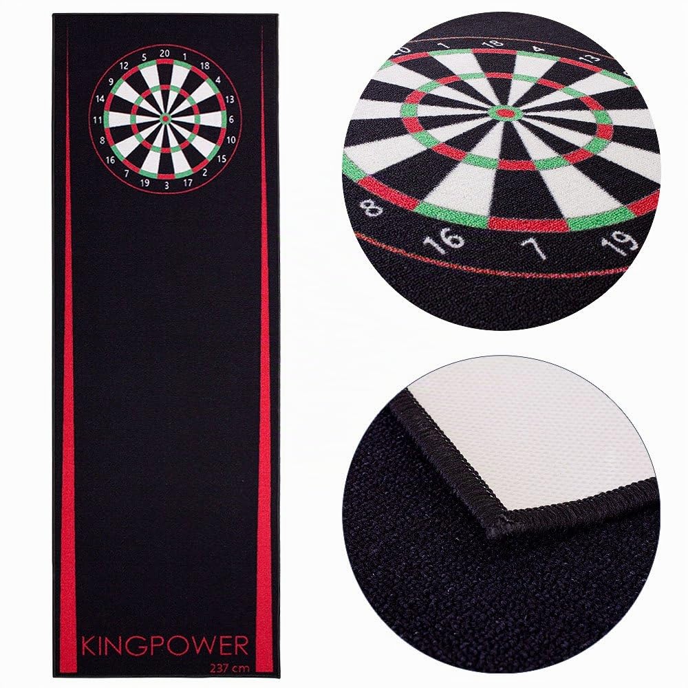 Kingpower Tapis de fléchettes Target Oche Mat Fléchettes en acier Accessoires Tapis de fléchettes Ligne de lancer Protection en caoutchouc 237 x 80 cm Rouge