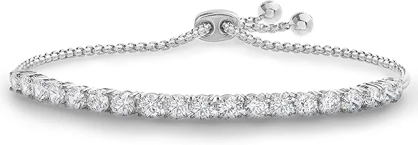 Devin Rose 8 Cttw Cubic Zirconia Adjustable Bolo Bracelet for Women 4mm - 6mm