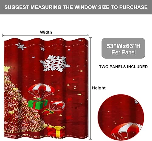 Miniatura 37 de Baocicco Cortinas opacas de Navidad para dormitorio, sala de estar, árbol de Navidad, chimenea, cortinas de ventana con ojales, cortinas familiares