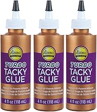 Aleene's Turbo Tacky Glue for Crafts in Always Ready Bottle, Strong Bond Adhesive, Nontoxic, Dries Clear, 4 fl oz 3-Pack