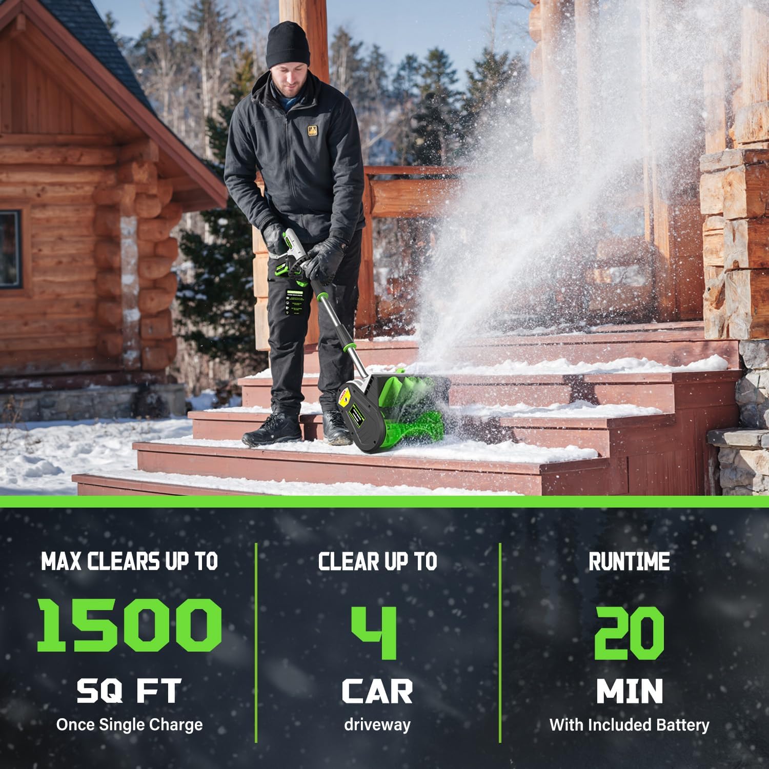 Brushless Cordless Snow Shovel, 13.5Inch Electric Snow Blower with 4.0 Ah Battery and Charger, Battery Powered Snow Removal with 25FT Throw Distance for Driveway,Steps, Patio, Sidewalk