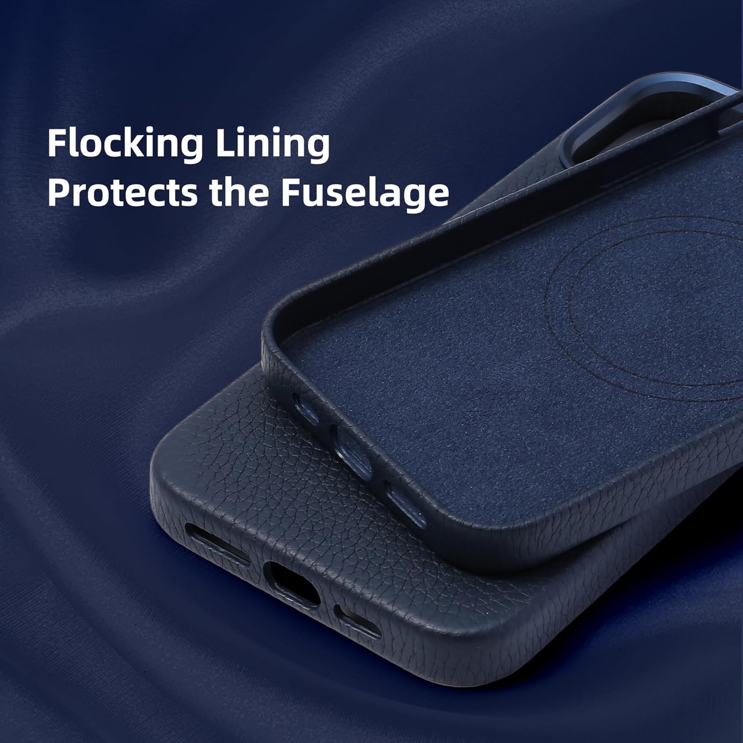 Genuine Leather Case for iPhone 16 Pro (6.3 inch), Stylish Litchi Leather case with Soft Fiber Lining, Lip Screen Protection, Compatible with MagSafe