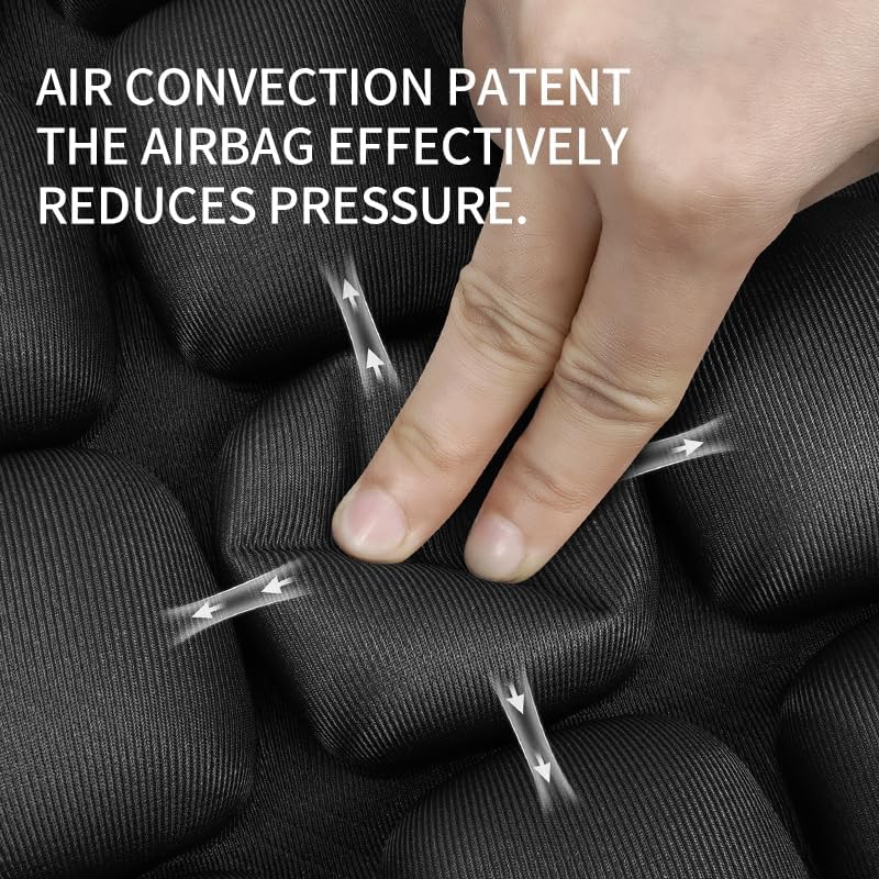 Sodurue Travel Cushion Airplane Seat,Airplane Cushion for Long Flight,Press-Type Inflatable Wheelchair Seat Cushion,42 Airbags for Car,Office,Stadium,Ergonomic Comfort Support Pressure Relief-Black