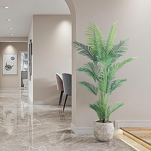 Miniatura 7 de Palmera artificial de 4.5 pies, palmera areca sintética con hojas de tacto real y ramas ajustables, palmera tropical falsa para decoración moderna