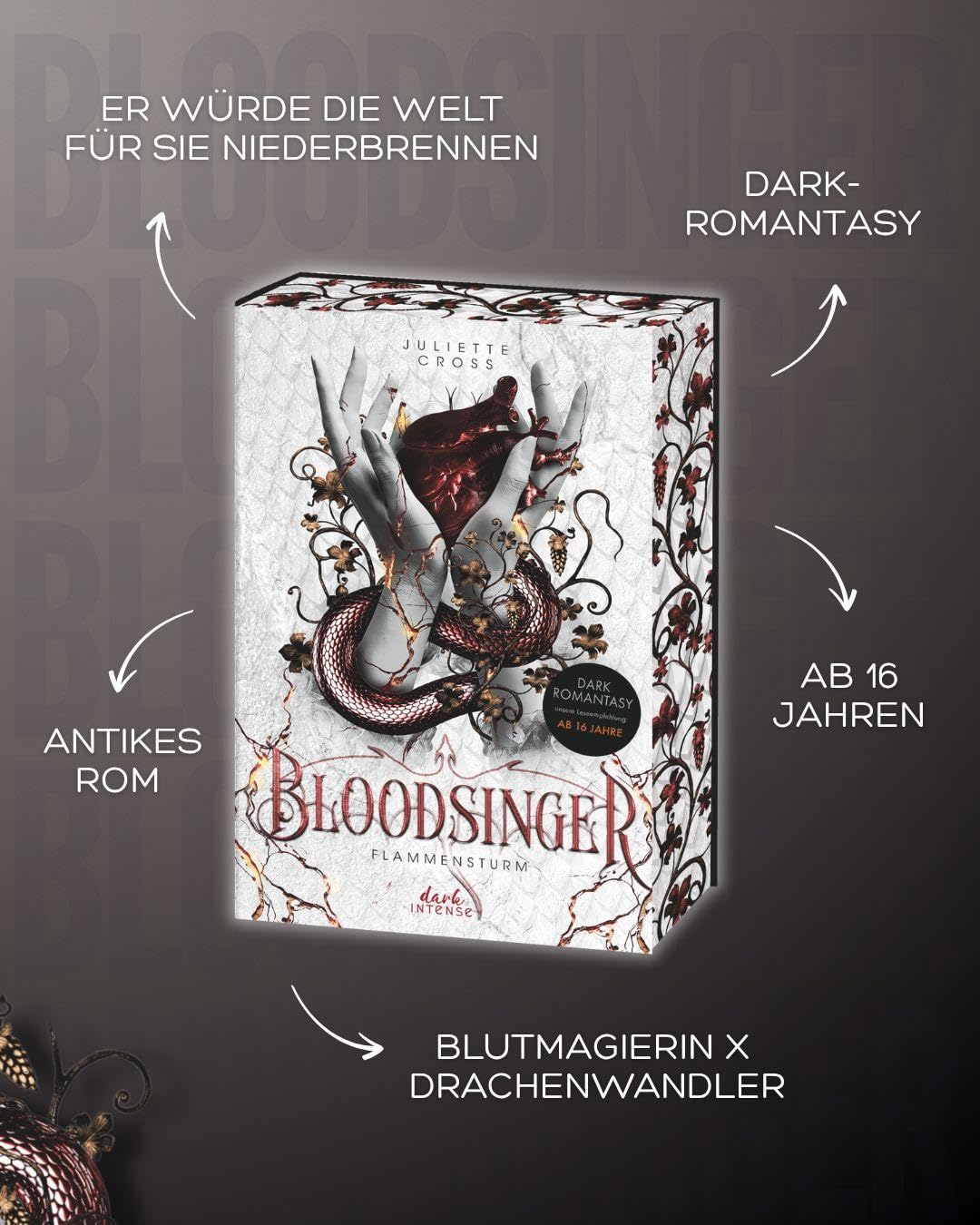 Flammensturm (Band 2) - Bloodsinger: Spannende Fortsetzung der feurigen Dark Romantasy - Mächtige Blutmagierin meets Drachenwandler - Mit exklusivem Lesezeichen und Farbschnitt in der 1. Auflage