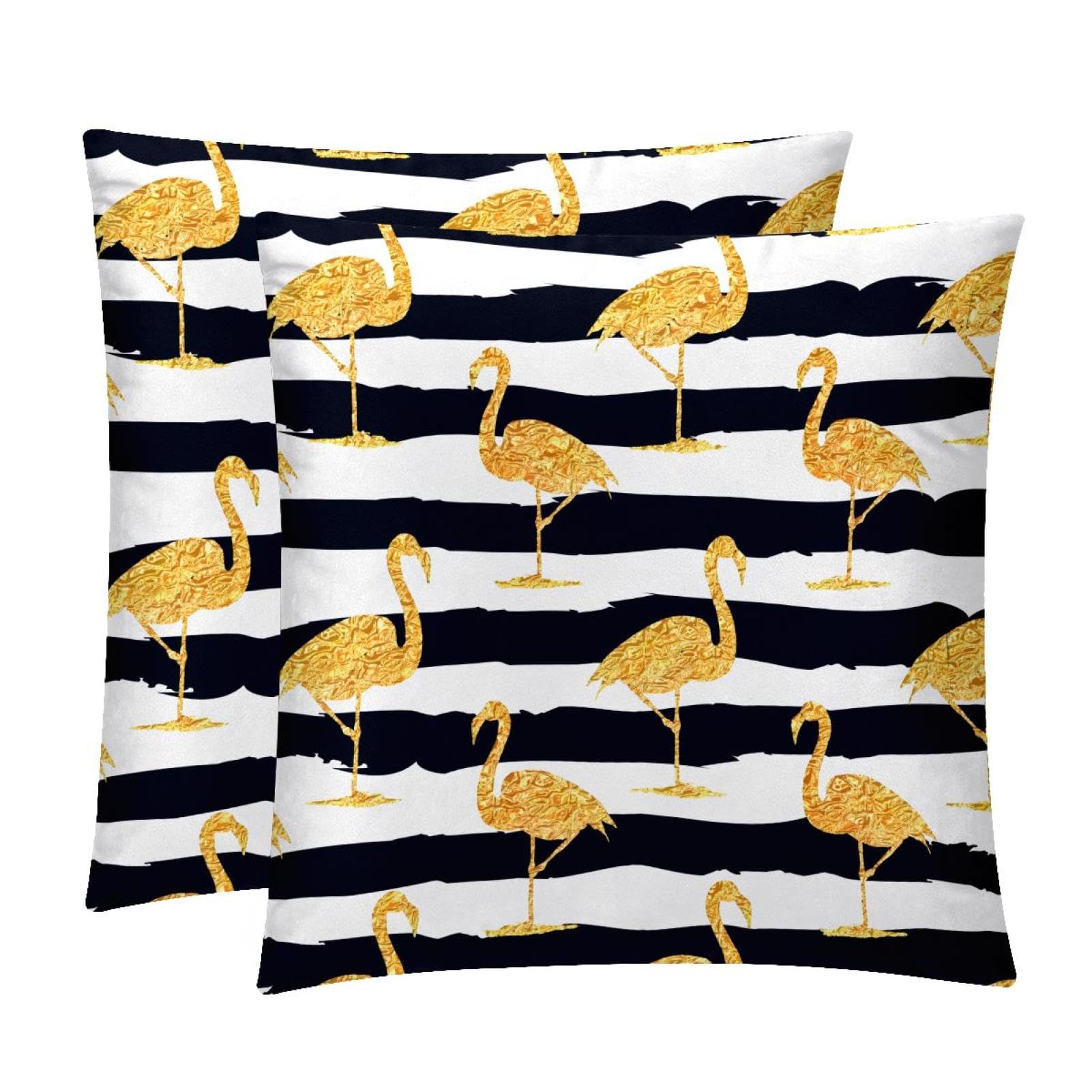 TDGKPZ Golden Flamingo Throw Pillow Covers 2 Pack Pillowcases Soft Cozy Pillow Cases For Couch Bed Sofa 50x50cm