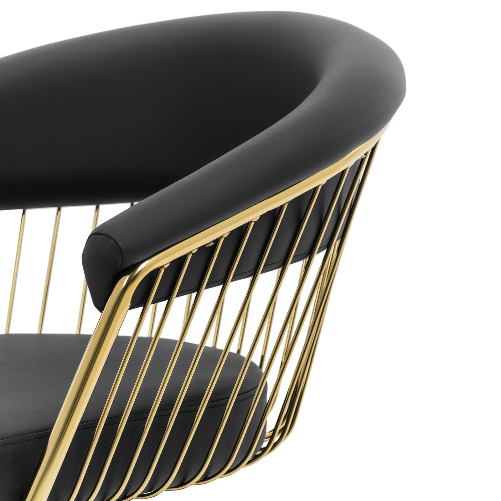 Physa Friseurstuhl mit Fußstütze golden schwarz 360° drehbar Edelstahl Kunstlederbezug 200 kg Barberstuhl höhenverstellbar