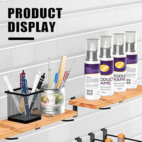 Miniatura 6 de Ganchos de pared de listones de 4 pulgadas, gancho de pared de listones negros, 25 ganchos para accesorios de panel de pared de listones