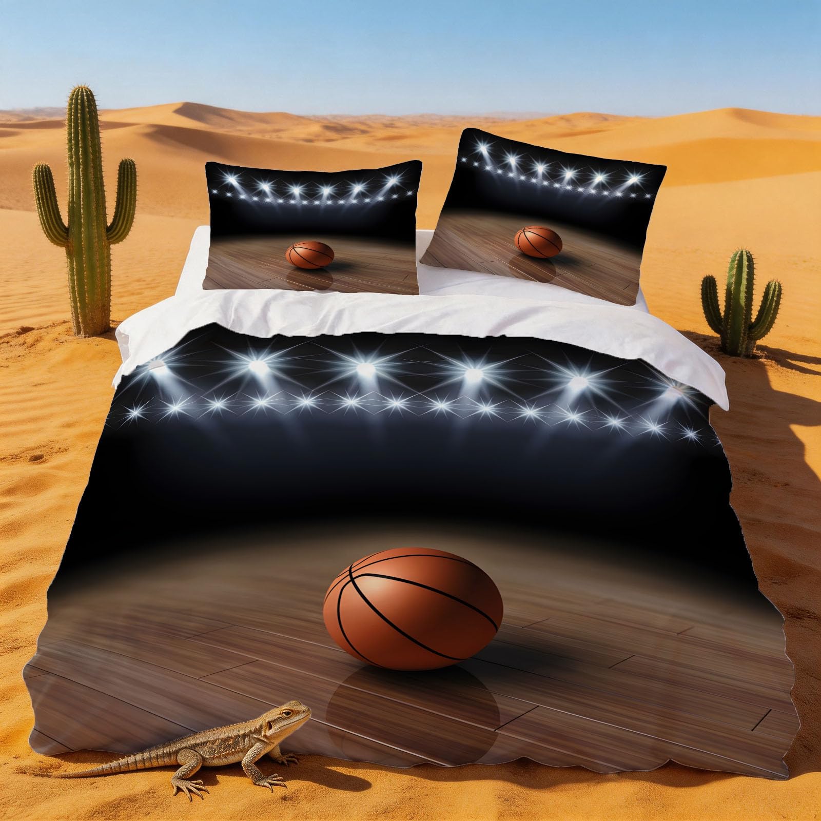 Parure de lit 240x260 adulte basketball en microfibre douce avec set de housse couette imprimée