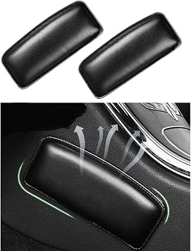 2 Pcs Automotive Black Soft Leather Center Console Knee Pad Padded Car Door Armrest Elbow Pad Comfort Pillow