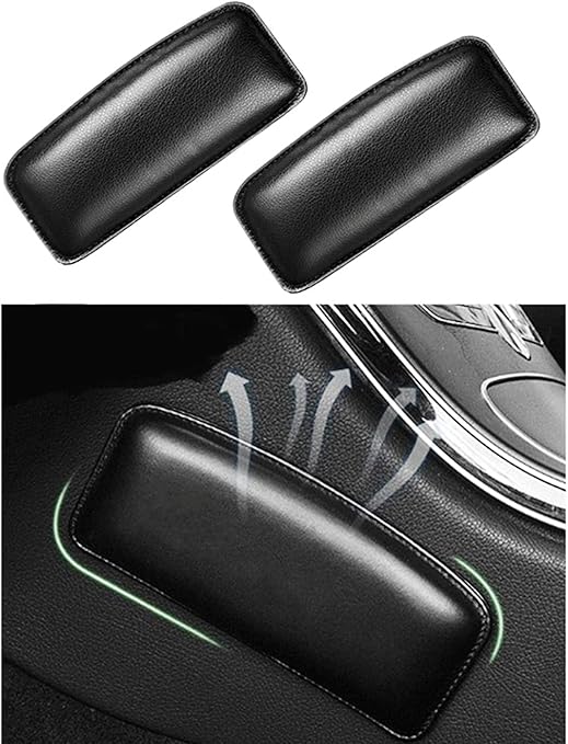 2 Pcs Automotive Black Soft Leather Center Console Knee Pad