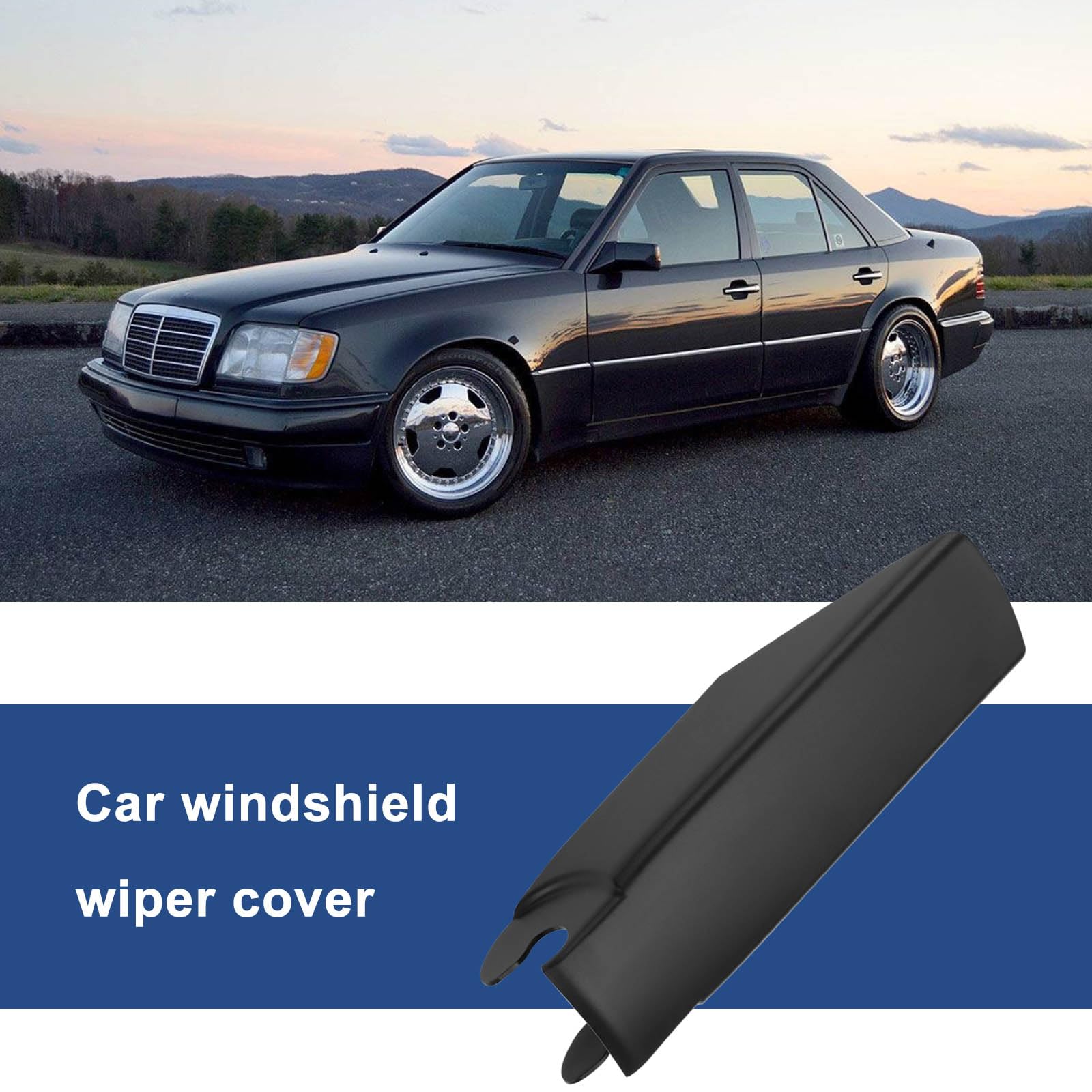1 x osłona przedniego ramienia wycieraczki zamiennik A1248240349 kompatybilna z Mercedes Benz W124 W201 W202 W208 W210 R129 samochodowa osłona nakrętki montażowej czarna