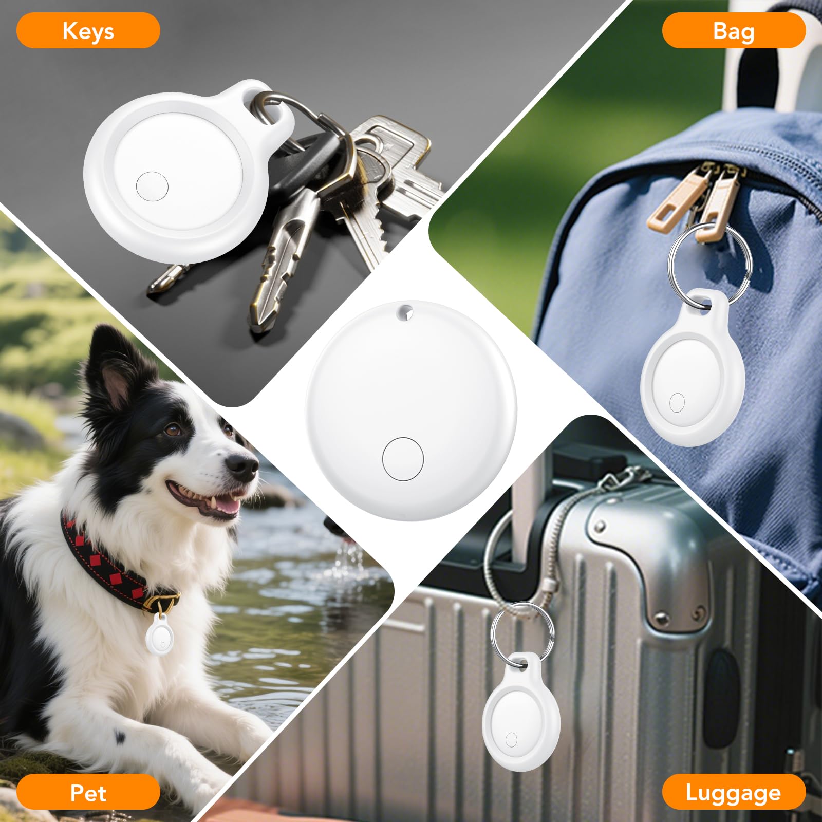 Android Smart Tag, Tracker Compatible con Google Find Hub App, Localizador Bluetooth (Sólo Android), Rastreador para Llaves, Cartera, Equipaje, Impermeable IP68, 4 Blanco