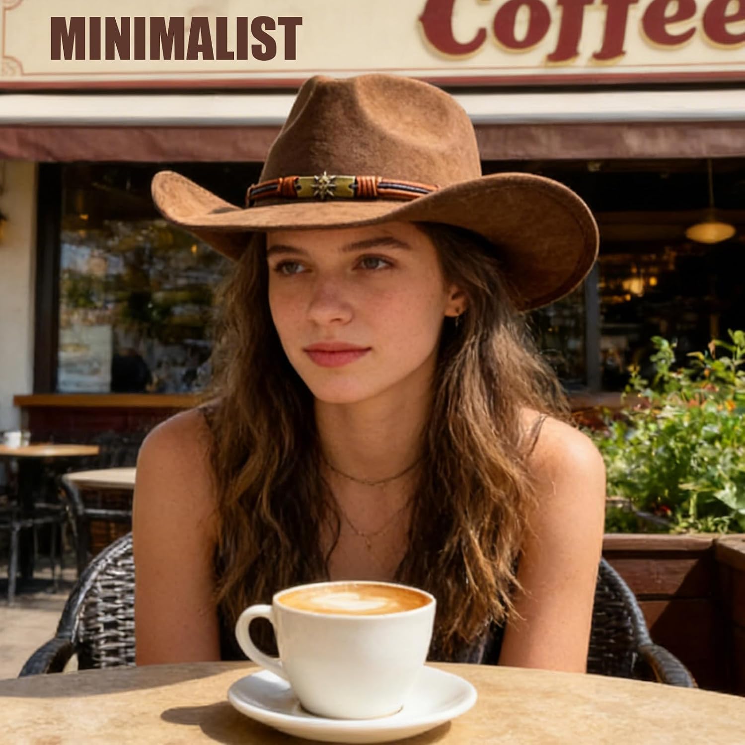Cowboy Hat for Women and Men, Adjustable Felt Wide Brim Western Cowboy Hat for Parties, Size:M