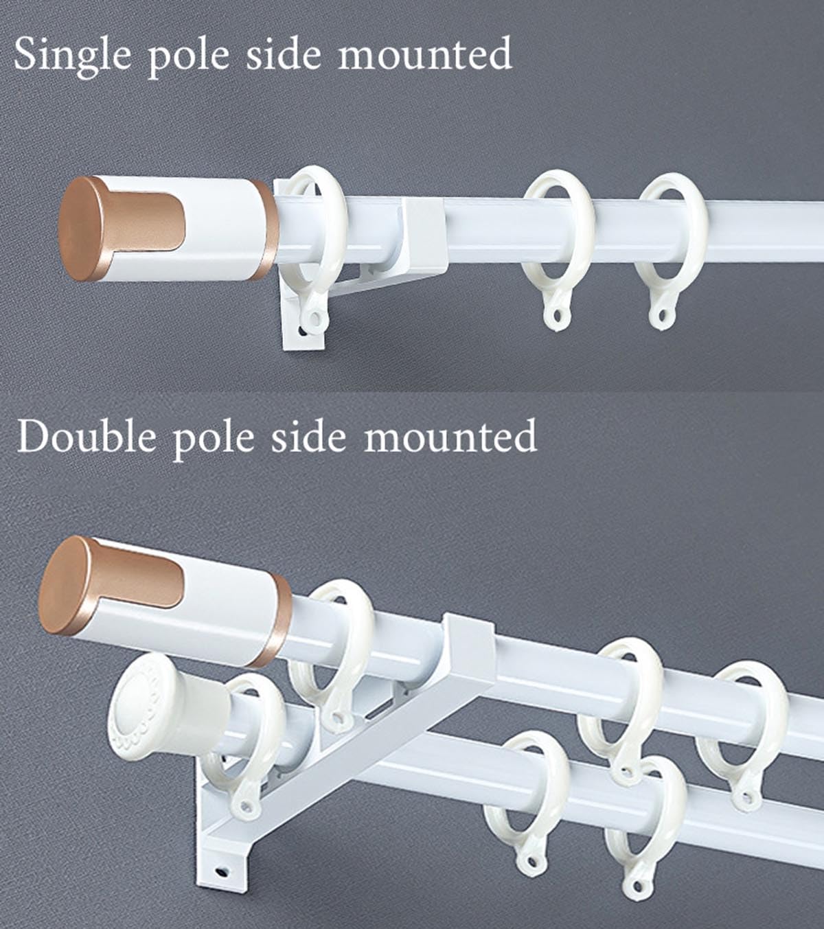 Système de rail de rideau 1 m 4,2 m Stumm Gardinenschiene avec embouts cylindriques pour fenêtres de salon et de chambre à coucher, longueur réglable, couleur blanche, taille : 2,9 m