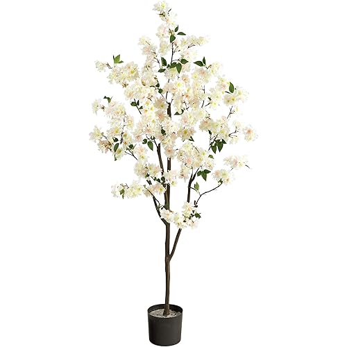 Nearly Natural 6ft. Cherry Blossom Artificial Tree, White