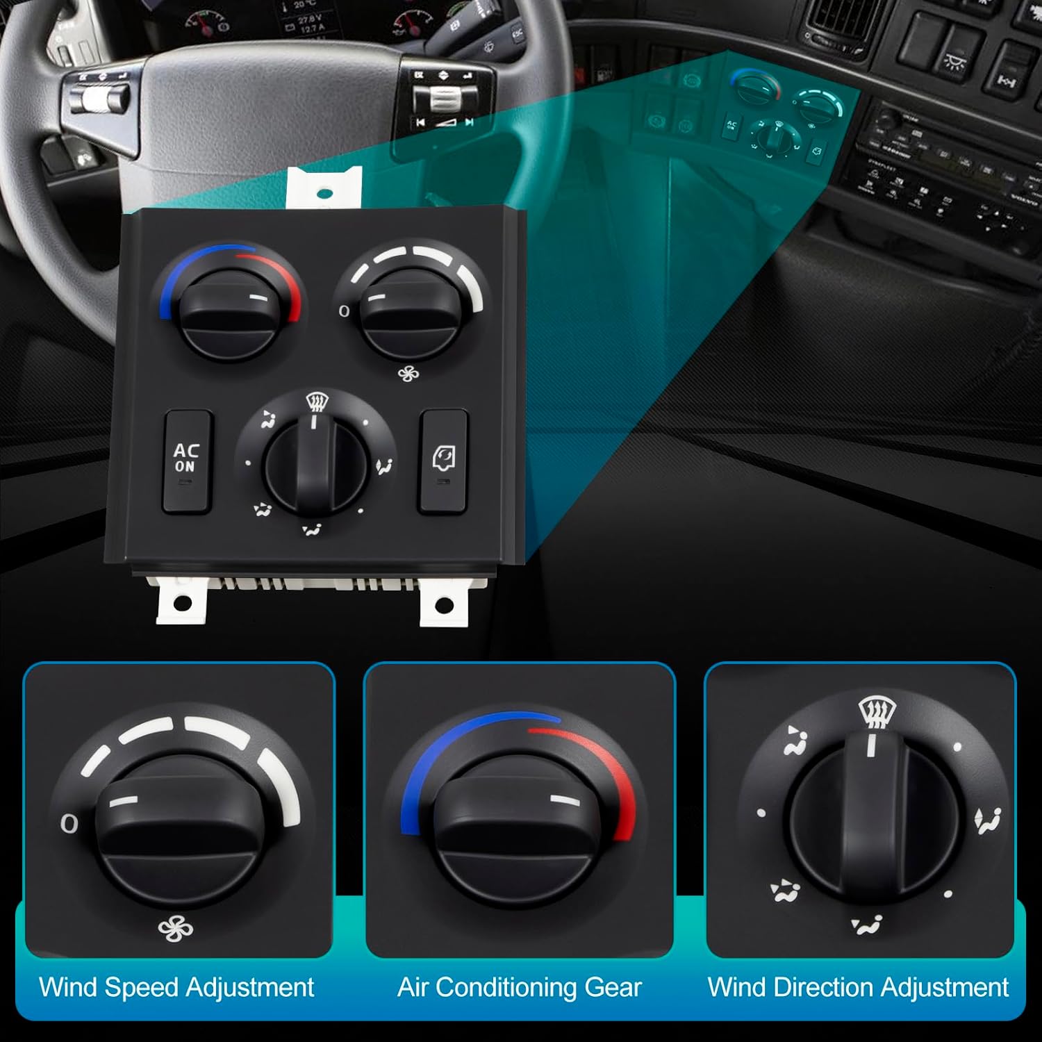 21326144 A/C Climate Control Module Panel Compatible with Volvo Truck VNL 2003-2024, VNM 2003-2018 12V Air Conditioning Heater Control Switch 7+14 Pins Replace for 20549634 20511569 21918119