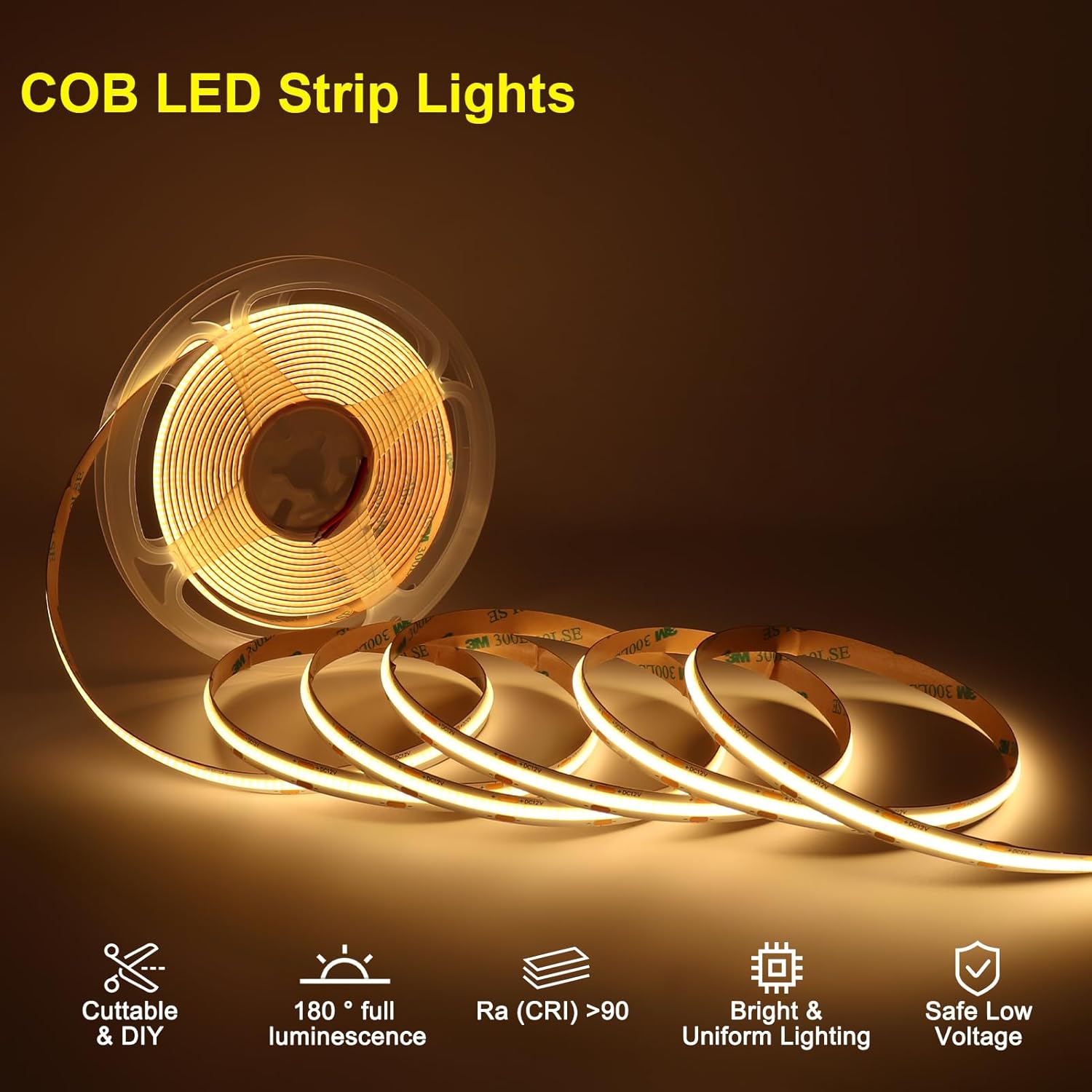 Intelligent Motion Sensor LED Stair Light Kit with Main Wire Daylight Sensor, Step by Step Control 47.2 Inches Cuttable LED Strip Lights Indoor with Remote (20 Stairs,3000K)