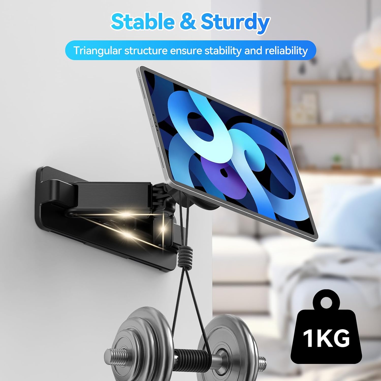 aceyoon Magnetic Tablet Wall Mount Holder for MagSafe, 360° Rotation & Foldable iPad Wall Mount, Damage-Free Adhesive Wall Holder for 4.7-12.9" Tablet, Smartphone & eReader