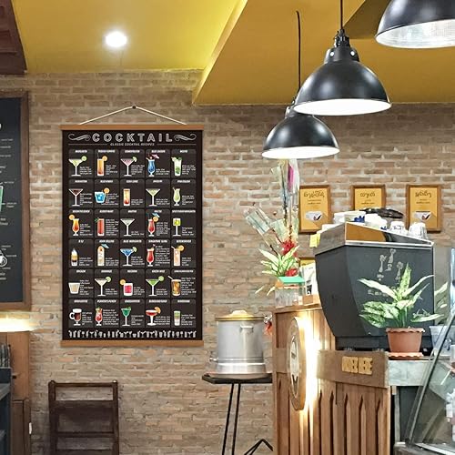 Miniatura 7 de WEROUTE - Póster, diseño de recetas de cóctel y bebidas alcohólicas, lienzo con temática de bar, cocina, restaurante, decoración de pared con marco