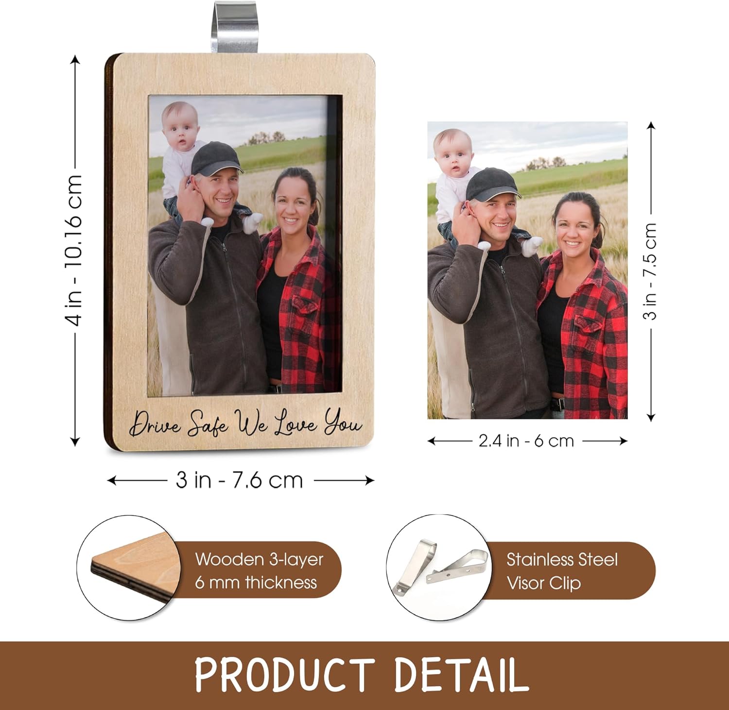 Drive Safe We Love You Visor Clip Photo Frame - Drive Safe Daddy Car Visor Photo Clip For Dad, Mom, Husband - Car Accessories For Men, Women - Cars Picture Frame With Clips - Best Dad Ever Gifts - Image 6