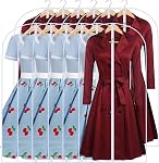 Garment Bag Clear Plastic Breathable Garment Bags Cover for Clothes Storage Suits Dress Dance Zippered Breathable Pack of 6 (24‘’ X 60‘’)