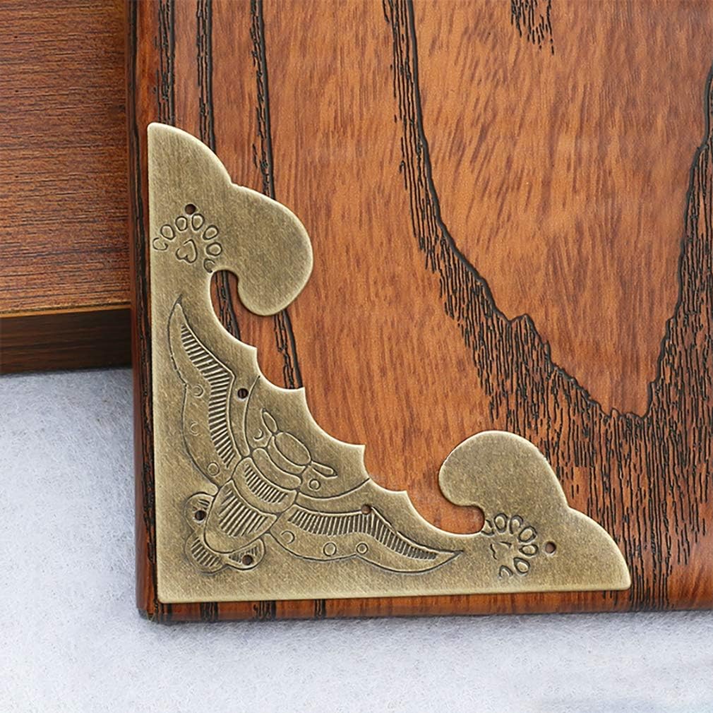 4Pcs Antique Brass Decorative Box Corner Protector, Wooden Jewelry Gift Box Cabinet Chest Accessories Guard Edge Cover Flat Corner Brace image 5