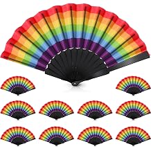 Hoteam 36 Pcs Rainbow Hand Fans Bulk Gay LGBT Pride Month Party Favors Plastic Pride Decorative Folding Fans Chinese Colorful Foldable Handheld Supplies for Women MenBlack