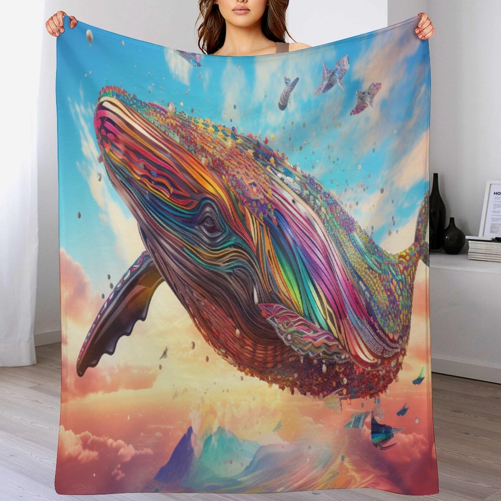 Couverture lit contre le froid plaid flannel polaire The Baleine chaude et douce