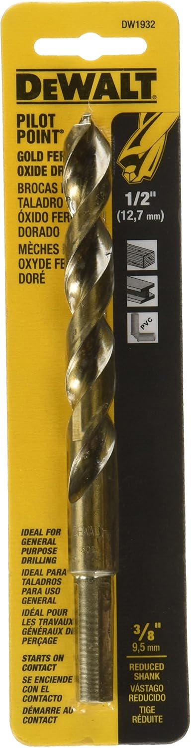 70% Off Everything DEWALT DW1932 1/2-Inch Gold Ferrous Oxide Pilot Point Twist Drill Bit Black Friday - 60% OFF DEWALT DW1932 1/2-Inch Gold Ferrous Oxide Pilot Point Twist Drill Bit