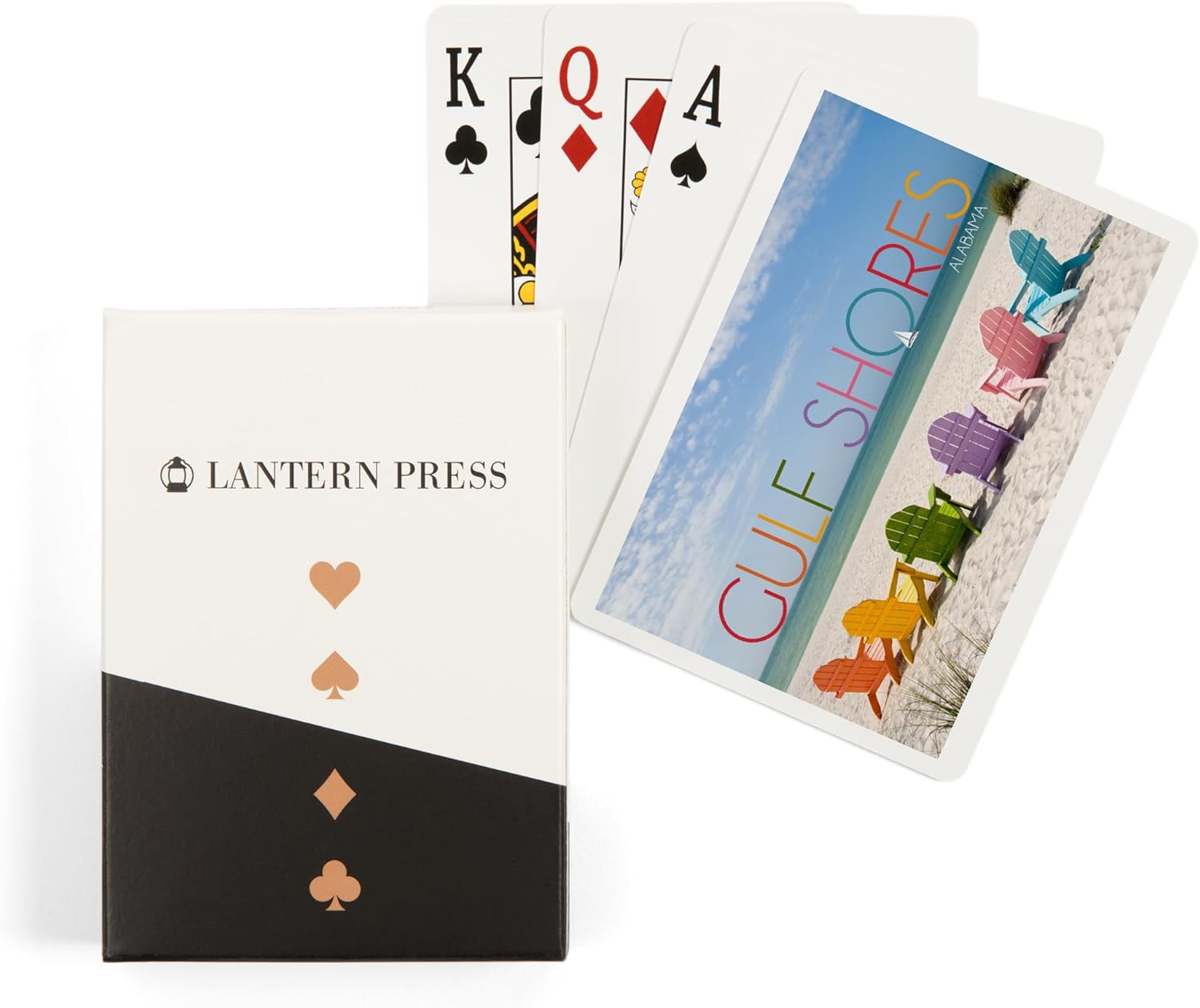 Lantern Press Gulf Shores, Alabama, Colorful Beach Chairs, 52 Playing Cards for Adults, Poker Size Card Deck