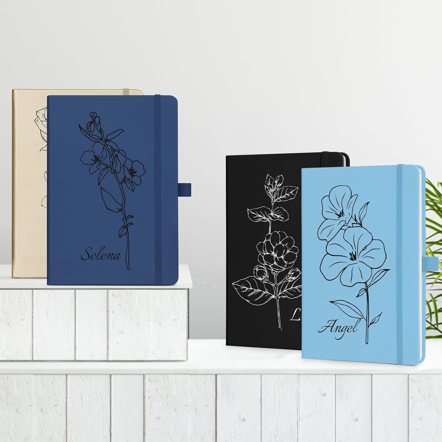 ENOMY 50 Pcs A5 Personalized Custom Notebook Bulk Notebook with Logo Image Text Leather Journal Personalized Gifts for Office, College, Business, Christmas, Birthday (deep Blue)