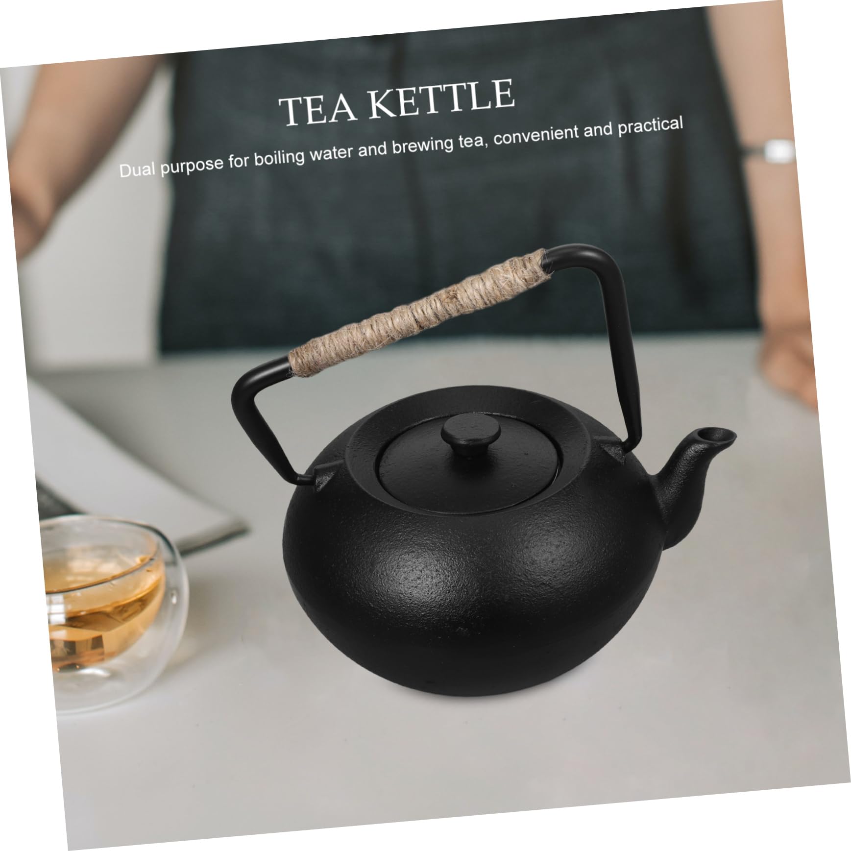 Teiera in Ghisa Giapponese 600ml Nera con Infusore | Filtro Tè e Manico Inclusi, per Foglie Sfuse, Uso Casa e Picnic, Capacità 600ml