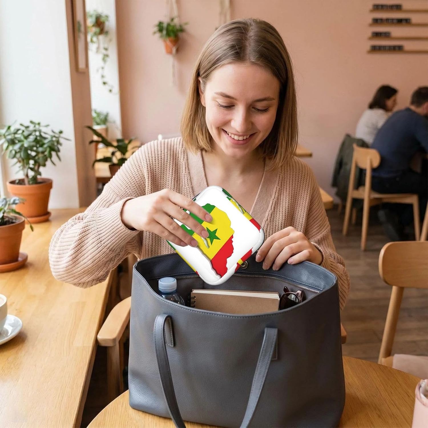 Senegal Flag Map Print Women Period Bag Sanitary Pouch Portable Pad Pouch Tampon Holder Small Zipper Pouch Storage Bag