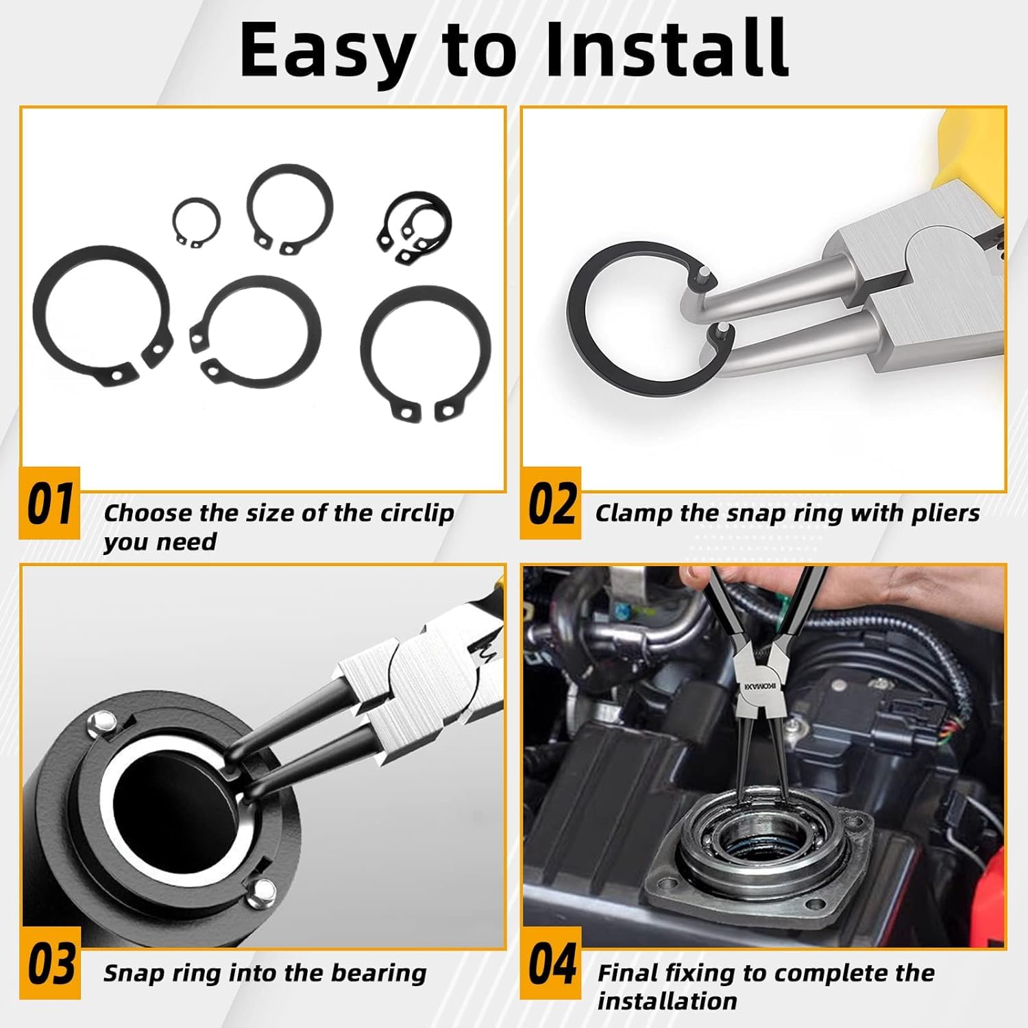 300Pcs E-Clip Snap Ring Shop Assortiment Noir Circlip Kit externe anneau de retenue Assortiment 2mm à 32mm