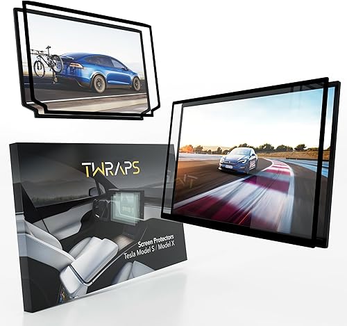 TWRAPS Protectores de pantalla para Tesla Model S y Model X 2023-2026, transparente HD de 17 pulgadas frontal y 9.4 pulgadas traseratrasera, 9H PET