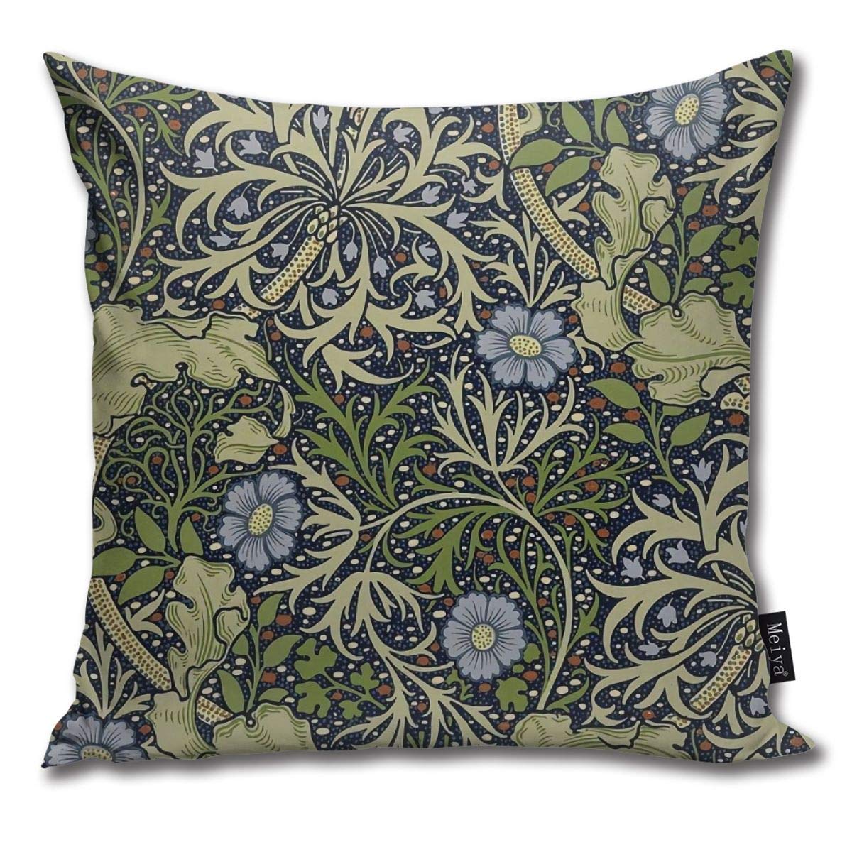 RasykoWilliam Morris Seaweed Pattern Home Decorative Throw Pillow Case Cushion Cover for Gift Home Couch Bed Car 18X18inch