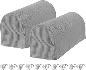 FANSU Armrest Covers With 3 Pockets, Waterproof Armchair Covers For Arms Washable Furniture Protector Fit For Armchair Sofa Couch Recliner Arm Rest Or TV Remote Holder (Set Of 2,Khaki